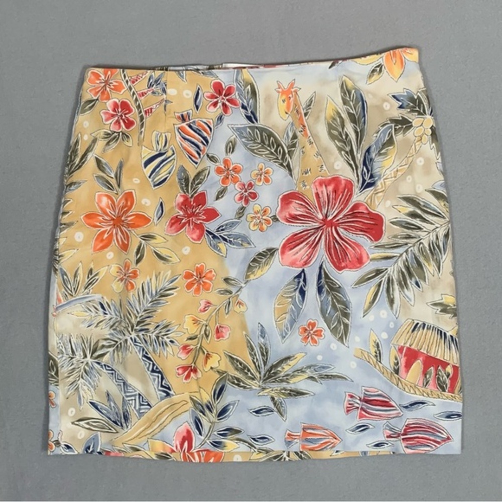 Vintage Talbots Tropical Floral Animal print Skirt Ladies Sz 16